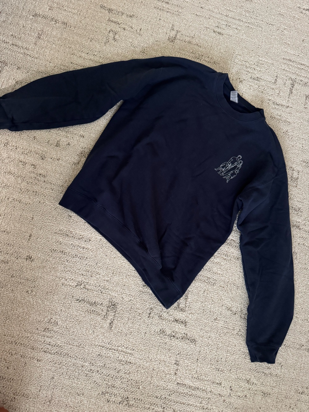 Navy Crewneck Sweatshirt with Subtle White Graphic